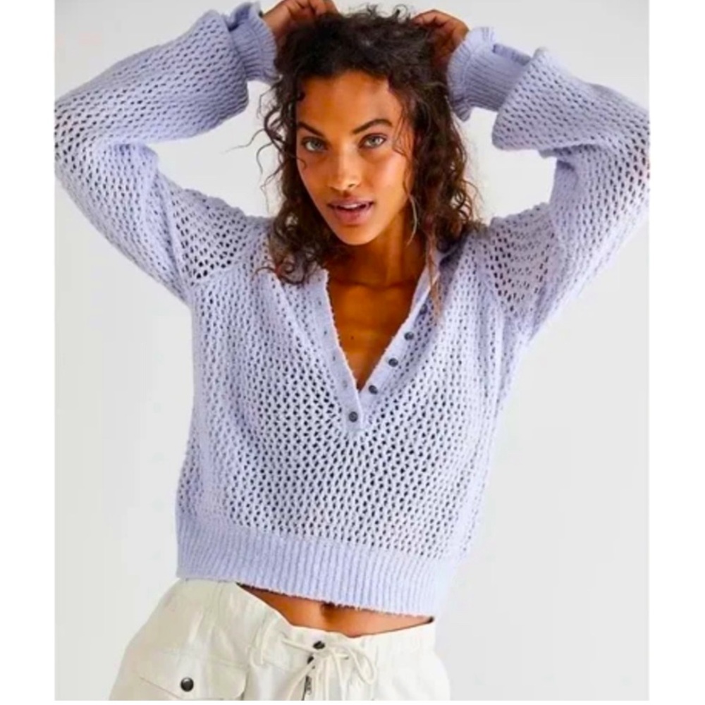NWT FREE PEOPLE V NECK COLLARED PULLOVER